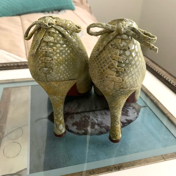 Saks Brienza Italian Leather & Suede Heels - Picture 9 of 11